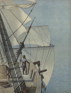 Napoleon Bonaparte auf dem Deck eines Schiffes